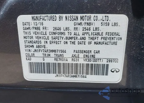 2017 Infiniti Q50 3.0T Red Sport 400 z USA, uszkodzony, nr VIN JN1FV7AR3HM871564